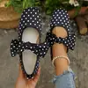 Nuevos Zapatos de Salón de Boca Baja con Lunares y Lazo Estilo Comercio Exterior para Mujer, Zapatos Planos Mary Jane de Ballet Transfronterizos para Todas las Estaciones, Wish