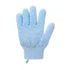 Guantes de baño de cinco dedos engrosados de doble cara para uso doméstico, toalla exfoliante de grano grueso, herramienta potente para eliminar la suciedad, estropajo de dedos para baño