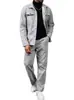 Conjunto de Cardigã com Lapela, Casaco, Terno e Calça Solta de Manga Longa Masculino para Outono Inverno, Conjunto para Deslocamento e Esportes