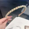 Faixa de Cabeça de Pérolas Artificiais de Luxo, Faixa de Cabeça Estreita com Corrente de Fio Enrolado e Contas Feitas à Mão, Presilha de Cabelo, Acessório de Cabeça Elegante para Mulheres
