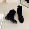 Zapatos Zapatos Punta Redonda Estilo Coreano Mezclilla Encaje Otoño Nuevo Corte Bajo Americano Lindo Occidental Retro 2026 Botas de Caballero Tacón Grueso
