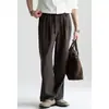 Pantalones Casuales de Textura Espiga Lyocell Tencel para Hombre, Otoño 2026, Cintura Totalmente Elástica con Cordón, Pantalones Rectos Elásticos