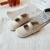 Nuevos Zapatos Dulces Franceses Retro 2025 para Niñas, Zapatos Planos de Cuero Mary Jane de Primavera con Velcro, Versátiles