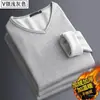 Forrado com fleece Engrossado Inverno Térmico Roupa Íntima Masculina Roupas de Outono Jovens Podem Usar Peça Única Superior tamanho grande Comércio Exterior Camiseta Básica