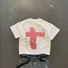 Camiseta de manga corta informal a la moda Y2K retro americano con estampado de cruz, estilo callejero, holgada, cuello redondo, moda punk, informal, moderna