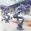 Dragón de Cobre Pieza Doble de Dragón de Cobre Puro con un Dragón Jugando con una Perla, Dragones del Zodíaco Doce, Escultura Grande de Dragón de Cobre 2.3m 4m Fábrica de Fabricación