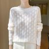 Início de Outono Doce 24 Novo Cardigan Decote Redondo Feminino Decote Redondo Recorte Crochê Manga Longa Solto Modelador Tricô Jaqueta