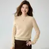 Baicai Rong 2026 Nuevo Estilo Suéter de Cachemira 100% para Mujer Cuello Medio Alto Ajustado Suéter de Punto Otoño Invierno Cálido Top de Capa Base