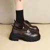Zapatos de plataforma retro con cordones de encaje de moda 2026, mocasines de tacón medio para primavera/otoño, zapatos de vestir individuales para mujer de estilo nuevo, estilo británico