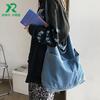 Bolsa de lona jeans estilo preguiçosa, bolsa de ombro feminina, estilo K, retrô, preppy, bolsa de compras, mochila de classe de grande capacidade, fábrica