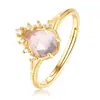 Colgante Geométrico de Hibisco de Piedra de Cristal Rosa Natural de Lujo Ligero Chapado en Oro de 9K Plata S925 Joyería Seiko al por Mayor para Mujer