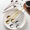 Cuchara de Acero Inoxidable 304, Cuchara de Café Doméstica de Alta Calidad, Cuchara Mezcladora de Mango Largo, Cuchara para Pastel y Postre, Cuchara para Miel de Nido de Pájaro