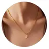 Amazon Moda Transfronteriza Simple 26 Letras Inglesas Colgante Brillante Collar Cadena de Clavícula Versátil Elegante de Acero Inoxidable