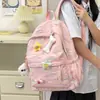 Mochila de estilo japonês muito estilosa para estudantes universitários, fofa e moderna para o estilo soft girl, adequada para o ensino fundamental II e médio, versátil e de grande capacidade