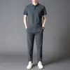 Conjunto de Calças Casuais Esportivas Masculinas Leves de Seda de Gelo de Alta Elasticidade com Cintura Elástica, Corte Reto Solto, Verão 2025