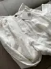 Temperamento Bono Loco con Slack Protector Solar Lino Blanco Drapeado Perezoso Cintura Alta Pantalones Pierna Ancha
