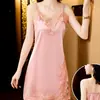 Pijama Feminino Sexy de Verão, Cetim de Seda Gelada 2026 Novo Renda Luxo High-End Estilo Puro Desejo Camisola Vestido de Noite