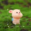 Paisaje en miniatura, caricatura creativa, linda figura de cerdo en forma de corazón, muñeco de animal, accesorio decorativo, adorno para coche o escritorio
