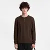 Roupas Masculinas APO Transfronteiriça Old Money Gola Henley cor sólida suéter masculino texturizado caimento solto versátil malha de manga comprida