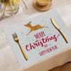 Jogo Americano de Natal Jit Decoração de Mesa de Festa Tapete Hotel Restaurante Casa Linho Estampado Antiderrapante Antiescaldante Tapete de Mesa