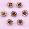 10/12MM flor de pérola dupla flor de girassol flor de diamante coração fivela de strass laço de diamante costurado à mão acessórios de cabelo contas de unha de mão