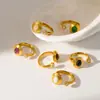 Anillo de Acero Inoxidable con Piedra Natural de Lujo Ligero de Moda para Mujer, Versátil y de Gama Alta, Anillo Abierto de Acero de Titanio que No se Desvanece