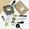 Crisol de Cera Vintage Estilo Trípode Pequeño Crisol para Derretir Perlas de Cera, Crisol Pequeño para Estampar con Cuchara de Cera y Soporte de Hierro