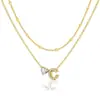 Amazon Diseño de Nicho Sentido Acero Inoxidable 26 Letras Incrustaciones de Diamante Amor Collar en Capas Letra Inicial Cadena Doble Clavícula