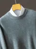 ¡Original de Comercio Exterior! Suéter de cachemira grueso de doble hebra para hombre, suéter grueso de cuello redondo, suéter de lana de manga larga