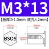 Yishenglong Pernos Remachables para Agujero Ciego de Acero Inoxidable Tuercas Remachables Placa de Presión Hexagonal Rosca Bsos-M3M4