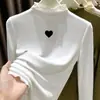 Nuevo Top Base de Manga Larga de Felpa Cómoda con Cuello Medio Alto de Volantes para Niñas Otoño/Invierno 2026 para Niños Pequeños y Niños Pequeños