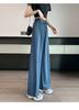 Pantalones de pierna ancha de seda helada mm extra grandes de 150 kg para mujer, verano, finos, de cintura alta, pierna recta, con caída, casual, protectores solares