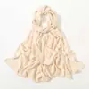Novo Lenço Longo de Chiffon Liso de Alta Qualidade para 2025 com Pinça, Borda de Canto em Ângulo Reto Turbante Versátil de Chiffon