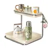 Suporte de Armazenamento para Copos de Água, Suporte de Armazenamento de Luxo Acessível de Alta Qualidade, Bandeja de Drenagem, Porta-Copos de Mesa de Camada Dupla Integrado para Canto de Bancada