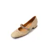 Sapatos de Salto Bloco com Tira Única, Bico Quadrado e Decote Baixo, Novo Estilo com Strass, Versão Coreana Estilo Fada, Sapatos Mary Jane Versáteis de Couro Macio com Salto Médio