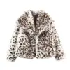 Comercio Exterior Ropa de Mujer 2025 Invierno Nuevo Estilo Moda Europea y Americana Versátil Engrosado Estampado de Leopardo Abrigo de Piel Sintética