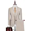 Traje para Hombre 2024 Estilo Coreano Ajustado Traje Pequeño Vestido Formal Profesional Vestido de Padrino Vestido de Novio Traje de Tres Piezas