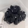 Nuevo Estilo Coreano Tamaño Grande Elegante Elegante Malla Anillo para el Cabello de Intestino Grueso Cuerda para el Cabello con Cuentas Tendón de Goma de Perlas de Alta Gama Accesorios para el Cabello de Mujer