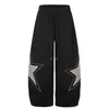 Marca de Moda Hip Hop Americano Parche de Estrella Bordado Caída Pantalones Deportivos de Chándal Unisex Sueltos Pierna Ancha Versátiles Pantalones Largos para Bailar