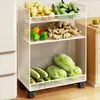 Estantería de cocina de pie de múltiples capas, cesta para verduras frescas, carrito de snacks móvil para esquina