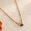 Collar de Acero Inoxidable en Forma de Corazón en Stock, Colgante de Mariposa Transfronterizo de Oro de 18K para Mujer, Accesorios Florales de Otoño e Invierno, Joyería Dorada