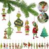 2025 Nuevo Monstruo de Pelo Verde Decoración Navideña Adornos Colgantes Dibujos Animados Colgante para Árbol de Navidad Decoración Interior para Coche Navideño