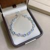 Pulsera de Lujo Estilo Medieval Luna Azul Plata S925 Chapada en Platino Incrustación, Lujo Ligero, Elegante y Exquisita para el Uso Diario