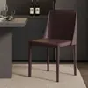 Silla de comedor de cuero de silla para uso doméstico, silla de comedor italiana minimalista moderna de lujo ligero, silla de comedor minimalista nórdica con respaldo
