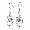 Novos Brincos de Agulha Simples de Prata Esterlina com Zircônia para Mulheres Brinco Gancho de Franja Giratório Amoroso Temperamento Acessórios de Brinco Torcidos da Moda