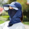 Sombrero con Visera Retráctil para Protección Solar para Mujeres, Protección UV de Verano, Transpirable, Máscara de Protección Solar Integrada para Cara y Cuello Completo