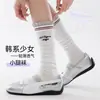 Calcetines finos de tubo alto estilo coreano para mujer, calcetines blancos transpirables para la pantorrilla para primavera y verano, calcetines de encaje versátiles para niñas, calcetines holgados de moda estilo ins