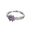 Anillo de Trébol de Cuatro Hojas Retro Europeo y Americano con Micro-incrustaciones de Zircón, Anillo de Dedo Ajustable con Envoltura de Vid de Flor Personalizado de Moda para Mujer
