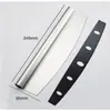 Cuchillo para Pizza de Acero Inoxidable Transfronterizo con Mango de Madera, Cuchillo Curvo con Doble Mango, Cortador de Pizza para Cocina Casera, Gadgets de Repostería, En Stock