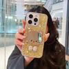 Espejo de Oso de Dibujos Animados con Lazo para Samsung S25ultra Gota de Pegamento S23Plus Brillo Cubierta Protectora Todo Incluido
